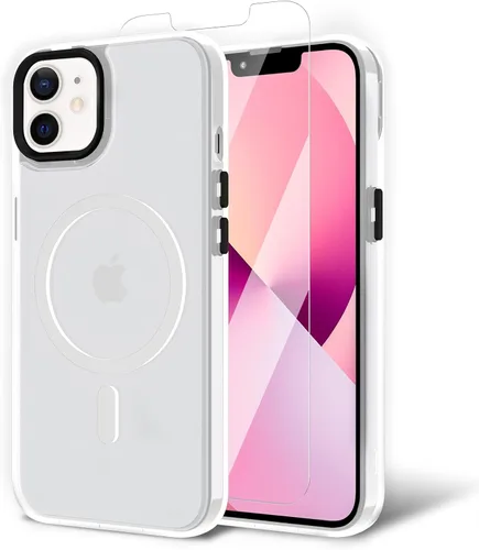 Miniatura 168 de Funda para iPhone 11 con protector de pantalla, compatible con MagSafe, ultra delgada, translúcida, mate, a prueba de golpes, color negro