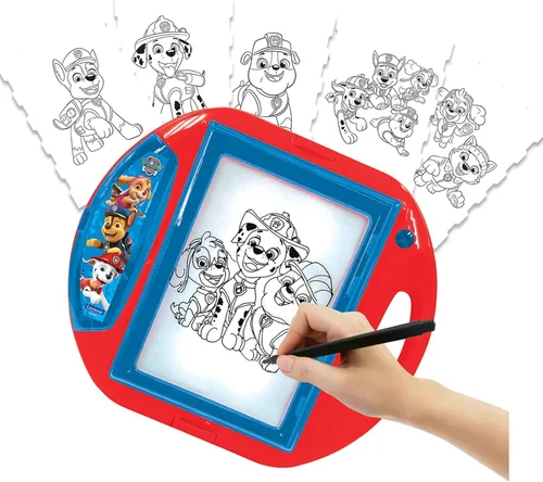 Miniatura 5 de LEXiBOOK Paw Patrol, proyector de dibujo, 4 tampones, 10 plantillas, pantalla de iluminación, 1 bolígrafo incluido, juguete artístico y creativo
