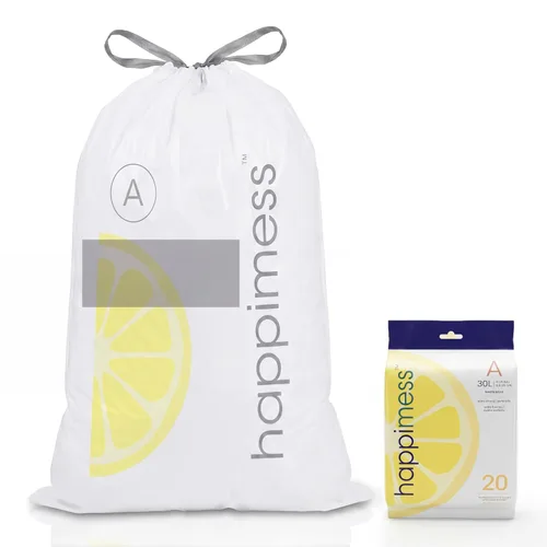Miniatura 21 de happimess 8 Gallon (30L) Drawstring Trash Bags, Unscented, Clear, Heavy Duty LDPE Liners for Kitchen and Household, Custom Fit, 20 Count