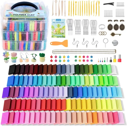 Artme - Arcilla polimérica, kits de iniciación de arcilla para horno de 116 colores para niños, kit de arcilla polimérica creativa con herramientas