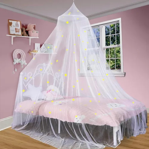 Miniatura 15 de South to East Cortinas de cama negras con dosel, toldo de 4 postes esquineros para niñas y adultos, cortinas de cama de lujo para decoración