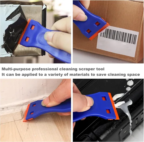 Miniatura 6 de 4 piezas de raspador de cuchilla de afeitar de plástico y 120 piezas de cuchillas de afeitar de plástico, herramienta de raspado de limpieza