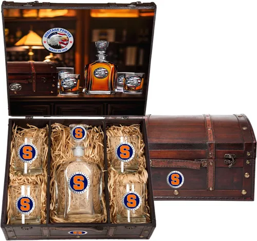 Miniatura 15 de Heritage Pewter Alabama Capitol - Juego de baúl Recipiente de líquido de 24 onzas con 4 vasos de agua Vidrio de peltre elaborado por expertos