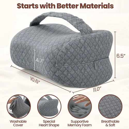 Miniatura 2 de Knee Pillow for Side Sleepers, Supportive Memory Foam Leg Pillow for Side Sleeping with Elastic Strap, Heart-Shape Pillow Between Legs for Pain