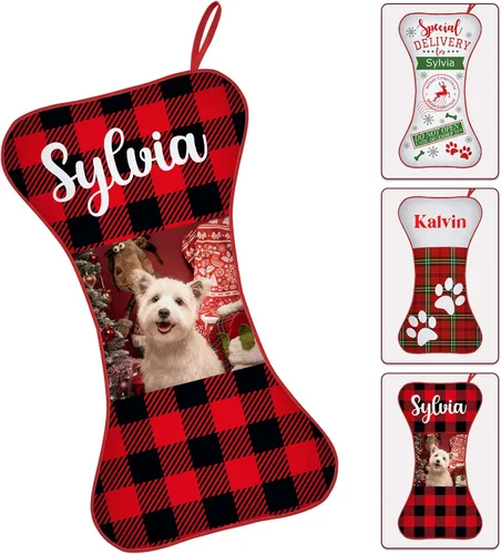 Miniatura 35 de Medias de Navidad de raza de perro personalizadas con texto de nombre, regalos de decoración de calcetines de Navidad personalizados para perros