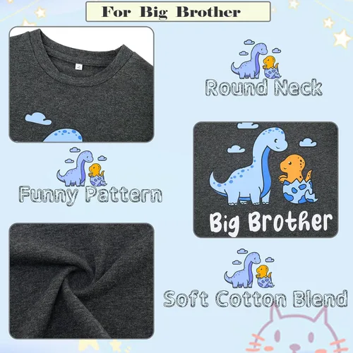 Miniatura 5 de Funnycokid Conjunto de camisetas a juego para hermano mayor, hermano pequeño, ropa de regalo para bebé