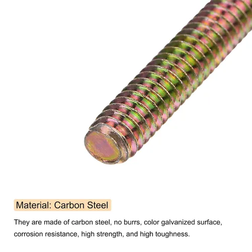 Miniatura 4 de uxcell 8 piezas de zinc de color totalmente roscado varilla 1/4"-20, 2" longitud, tornillo de rosca de acero al carbono para montaje de muebles