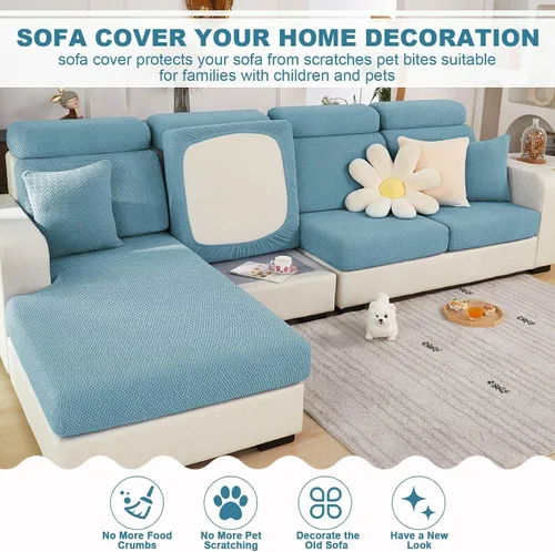 Miniatura 2 de MIFXIN Funda mágica para sofá, funda elástica universal para cojín seccional en forma de L, protector de muebles para diván