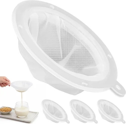 4 coladores de malla de 200 piezas, filtro de embudo de nailon para aceite de cocina, leche, jugo, vino, queso y café, embudo de 5 pulgadas con