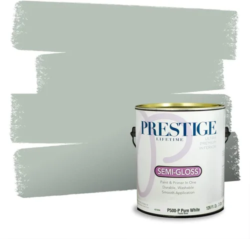 Miniatura 245 de Prestige Paints - Pintura exterior e imprimación en uno, 1 galón, plano, compatibilidad comparable con el color menta «Whipped Mint» de Behr