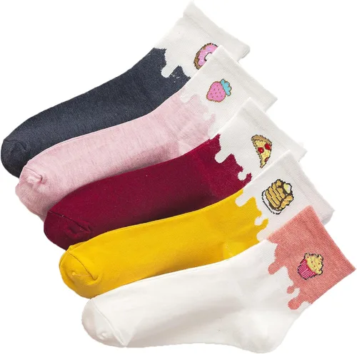 Milumia Calcetines con patrón de planeta para mujer, calcetines casuales novedosos, paquete de 5