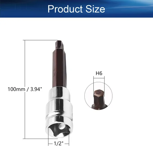 Miniatura 2 de Auniwaig Enchufe hexagonal de 1/2 pulgada x H6 (0.236 in), brocas de acero S2, enchufes CR-V de 4 pulgadas de longitud, 2 piezas