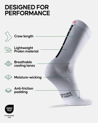Miniatura 2 de DANISH ENDURANCE Calcetines de ciclismo, longitud de la tripulación, transpirables y acolchados, para hombres y mujeres, paquete de 3
