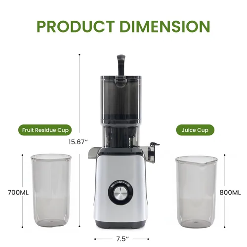 Miniatura 7 de Simple Deluxe Exprimidor de prensa en frío, máquinas exprimidoras de masticación lenta con canal de alimentación ancho, se adapta a frutas