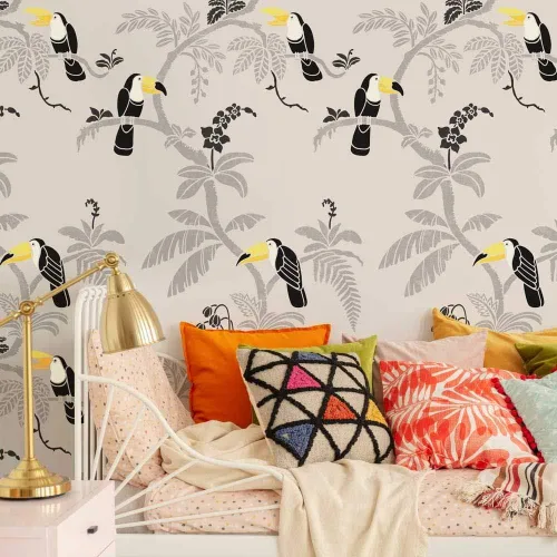 Miniatura 3 de Cutting Edge Stencils - Plantilla de pared Pura Vida – Plantilla tropical para pintar paredes – Plantillas para decoración fácil – Plantilla
