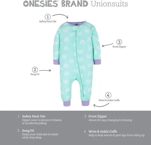 Miniatura 6 de Onesies Brand Pijama de algodón de una sola pieza de ajuste ceñido para niña