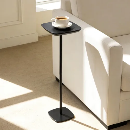 Miniatura 7 de Mesa auxiliar de pedestal, mesas pequeñas para bebidas, soporte de pedestal, mini mesa auxiliar cuadrada negra, mesas de café de Martini, mesa Negro