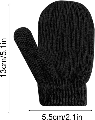 Miniatura 2 de ONESING 5 pares de manoplas para niños pequeños guantes de invierno negros para niñas y niños - Manoplas cálidas para recién nacidos