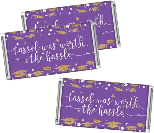 Miniatura 26 de Andaz Press Colección de fiesta de graduación con purpurina de color morado real y dorado, pancarta colgante con cuerda, Congrats Grad!, 5 pies, 1