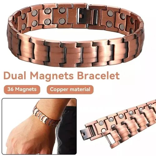 Miniatura 4 de Copper Bracelet for Men Copper Magnetic Bracelet Elegant 99.99% Solid Copper Bracelets with Double-Row Strong Magnets,Magnetic Jewelry