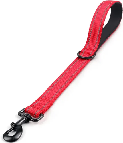 Miniatura 12 de Joytale Correa corta fuerte para perro de 18 pulgadas, 1.2 pulgadas de ancho, resistente, mango acolchado para control de tráfico, correa Negro