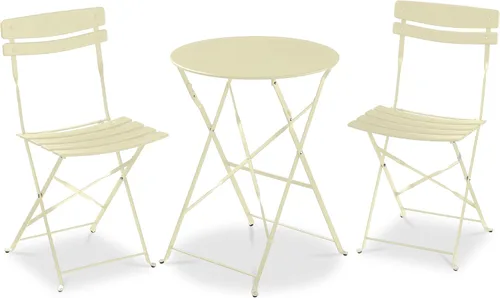 Best Choice Products Juego de 3 piezas de bistró, diseño plegable que ahorra espacio, acero sólido, juego de muebles de patio al aire libre con 2