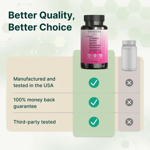 Miniatura 8 de VINATURA Lactobacillus Rhamnosus, Reuteri, Gasseri, Plantarum, Crispatus, Acidophilus Probióticos - Probióticos para mujeres *Hecho y probado