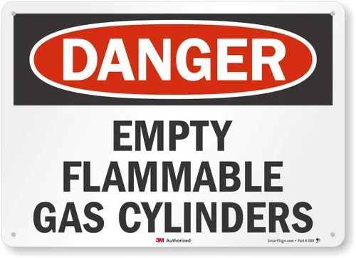 Miniatura 2 de SmartSign "Danger - Cilindros de gas inflamables vacíos" etiqueta 5" x 7" 3M grado de ingeniería reflectante