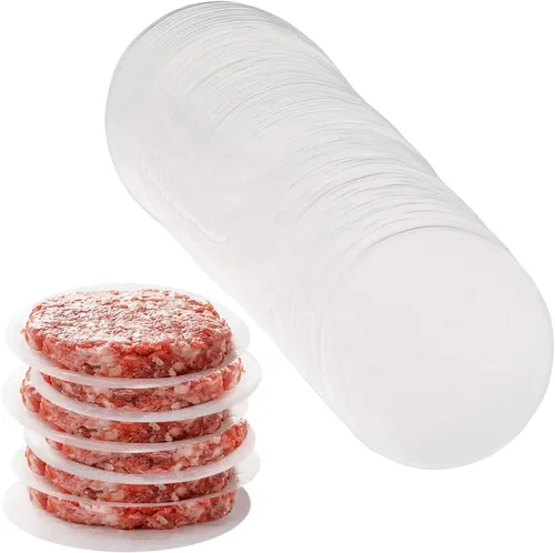 Hamburger Patty - Papel redondo de 4.5 pulgadas, juego de 200, hojas de papel antiadherente para prensa de hamburguesas, serperado de hamburguesa y