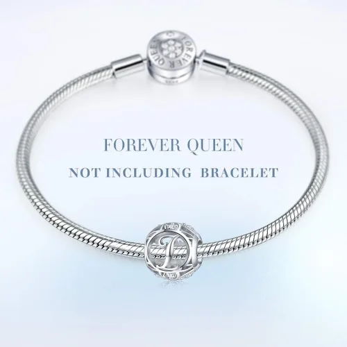 Miniatura 35 de FOREVER QUEEN - Dije con letra inicial de la A a la Z, para pulsera y collar, de plata de ley 925 con cuentas de circonita cúbica, joyería de regalo