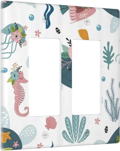 Miniatura 34 de Cubierta de Interruptor de Luz de 1 Gang con Escena de Flores de Grecia Mediterránea, Dispositivo Individual Basculante/GFCI, Placa Decorativa