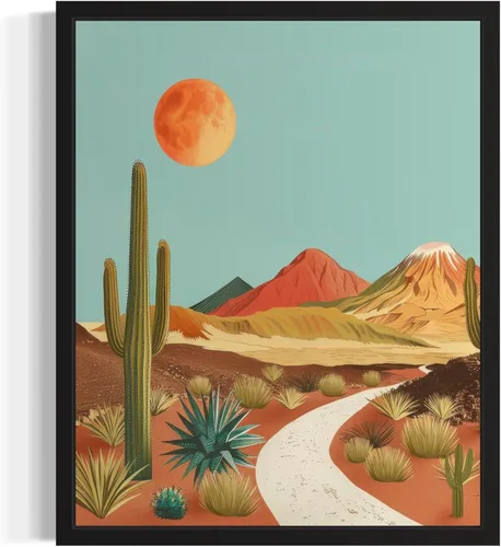 Miniatura 35 de Póster de paisaje, arte de pared retro vintage, galería de pintura de la naturaleza 22 (montañas Ades, 11 x 14 pulgadas, marco negro)