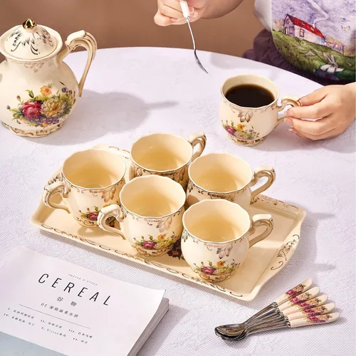Miniatura 6 de YOLIFE Bandeja decorativa de cerámica floral para fiesta de té, 13.5 x 7.5 pulgadas