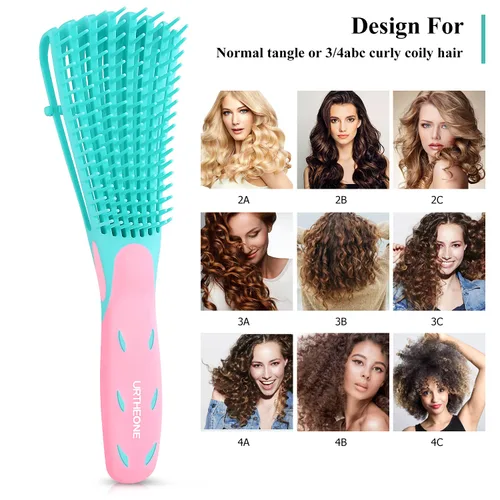 Miniatura 4 de Cepillo desenredante para el cabello, cepillo desenredante para adultos y niños, juego de peines para cabello crespo rizado encrespado y ondulado