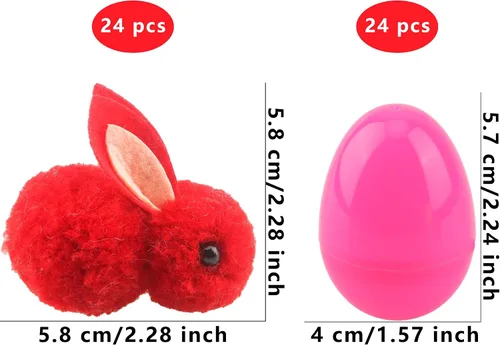 Miniatura 2 de 48 huevos de Pascua rellenos con mini conejito de peluche, juguetes de Pascua para fiesta de Pascua, juegos de caza en interiores y exteriores
