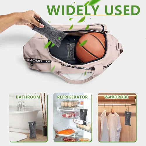 Miniatura 7 de Paquete de 4 absorbentes de olores de carbón activado, bolsas purificadoras de aire de carbón de bambú, eliminador de olores, ambientador