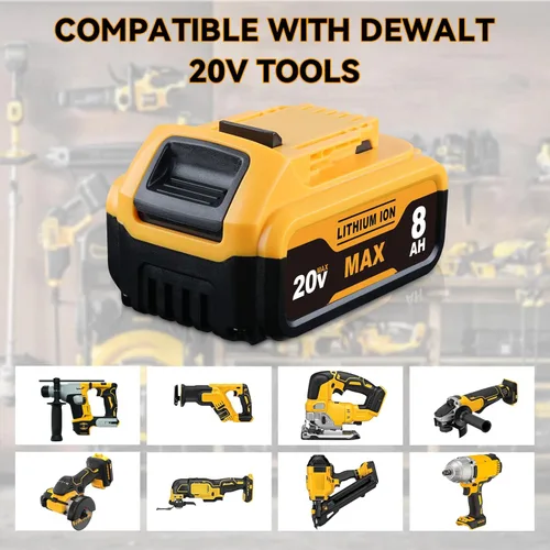 Miniatura 5 de Repuesto de 8.0Ah para batería Dewalt de 20 V Max DCB200 DCB203 DCB204 DCB206 DCB201 DCB180 batería de iones de litio compatible con herramientas