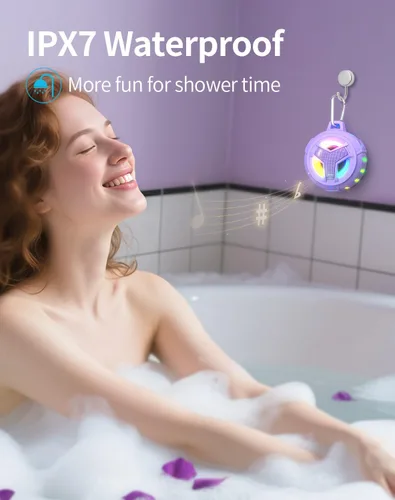 Miniatura 3 de EBODA Altavoz Bluetooth para ducha, altavoces inalámbricos portátiles impermeables IP67 pequeños, flotantes, tiempo de reproducción de 24H