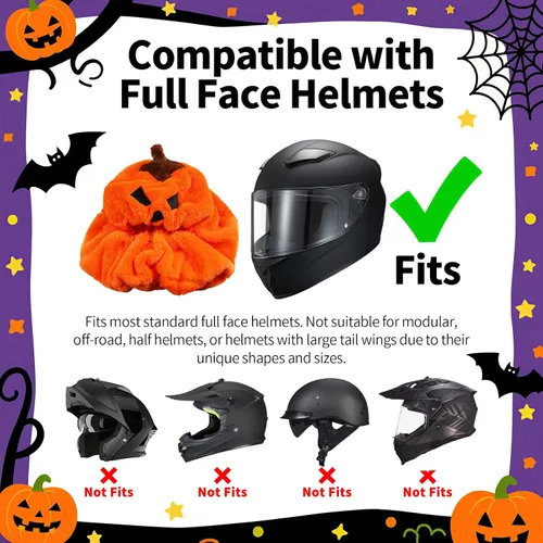 Miniatura 4 de VCOROS Cubierta de casco de motocicleta de calabaza de Halloween, cubierta de casco de cara completa esponjosa para paseos divertidos