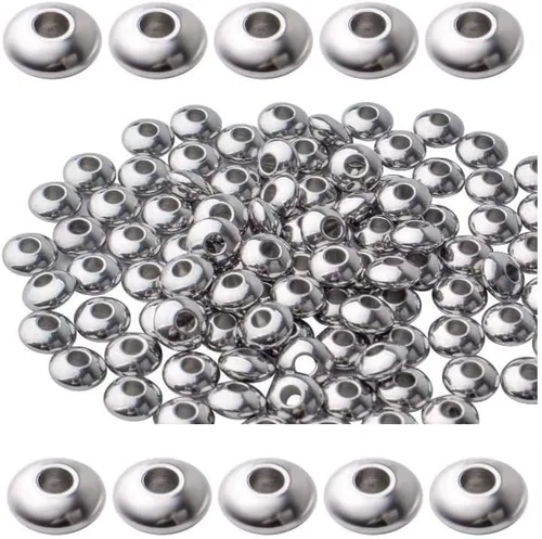 50 unidades Adabele de acero inoxidable quirúrgico de grado 304, hipoalergénico de 0.236 in/0.24 pulgadas, cuentas sueltas para manualidades y