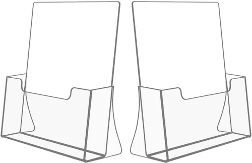 Miniatura 9 de NIUBEE Paquete de 2 soportes acrílicos de 21.6 cm x 14 cm para folletos con doble pliegue, organizadores de volantes transparentes para mostrador