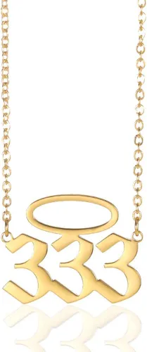 Aprila Collar para mujer, chapado en oro de 14 quilates, collar con colgante de acero inoxidable minimalista número 111-999 para mujeres y niñas