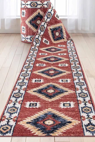 Well Woven Alfombra de pasillo de tamaño personalizado, elige tu longitud, medallón tradicional rojo Lizette, 26 pulgadas de ancho x 3 pies de largo