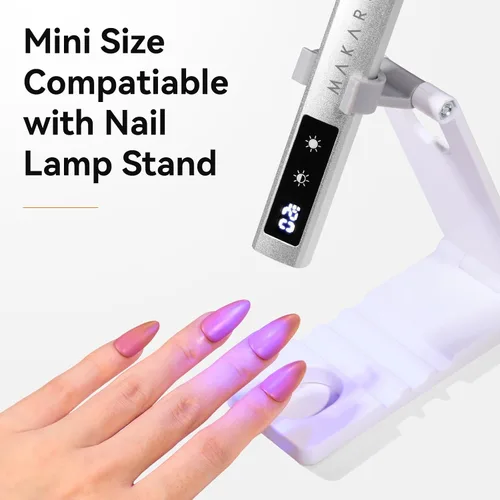 Miniatura 8 de Makartt Lámpara de uñas UV, lámpara de curación flash de mano con modo indoloro de 800 mAh, luz de uñas portátil recargable con pantalla LCD y 3