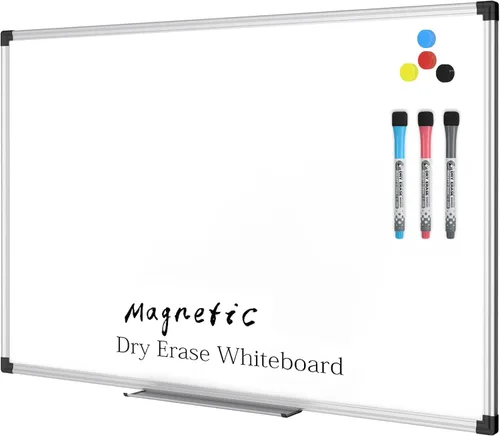 Miniatura 23 de XBoard Pizarra blanca magnética de borrado en seco de 24 x 18 pulgadas, pizarra blanca de doble cara para pared con bandeja de marcadores, tablero