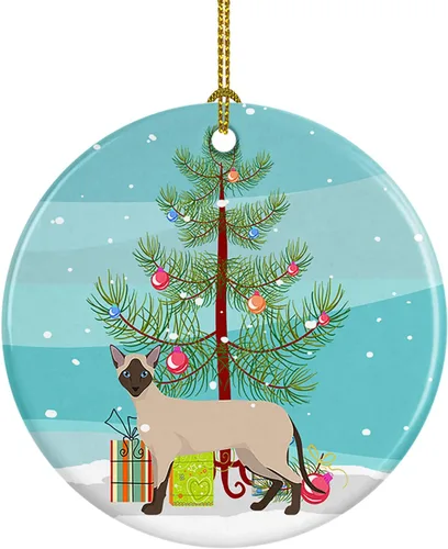 Miniatura 124 de Caroline's Treasures Adorno de cerámica con texto en inglés "Merry Christmas" para colgar en el árbol de Navidad, decoración para el hogar, Navidad