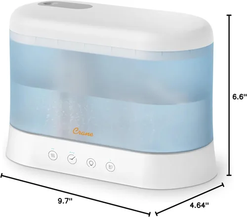 Miniatura 8 de Crane Humidificador de niebla fría de 0.5 galones de llenado superior y difusor de aceite esencial, silencioso, tiempo de funcionamiento de 15