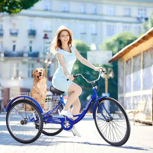 Miniatura 7 de 24/26 Inch Adult Tricycle, 3 Wheel Bikes with Large Basket, Cruiser Bike for Women/Men/Seniors, Adult Trike for Outdoor/Shopping/Recreation/Picnic