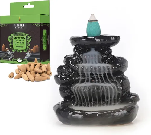 Miniatura 14 de SOUL STICKS Soporte de incienso de reflujo fuente de cascada para el hogar, oficina, yoga, decoración de habitación y aromaterapia con 1 paquete