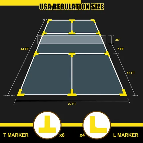 Miniatura 4 de Losbenco Pickleball Net with Wheels Court Lines, Metal Frame & Regulation Size 22FT, 6-in-1 Adjustable Portable Net for Playing Pickleball, Tennis